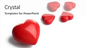  Presentation with smart watch red heart - Amazing PPT theme having five red hearts isolated backdrop and a white colored foreground