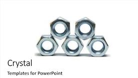  Presentation with nuts - PPT theme enhanced with five-screw-nuts-piramid-slose background and a white colored foreground