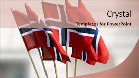  Presentation with norway - Audience pleasing theme consisting of five small flags of norway backdrop and a coral colored foreground