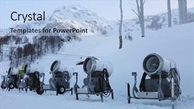  Presentation with mountain snow - Beautiful slide deck featuring five snowmakers on snow backdrop and a  colored foreground