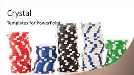  Presentation with poker chips - Presentation theme having vintage press particle board made of wood flakes background and a yellow colored foreground