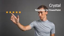  Presentation with five star - Slide deck featuring five star rating or ranking background and a dark gray colored foreground