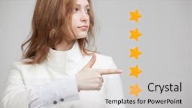  Presentation with five star - Audience pleasing PPT theme consisting of five star rating or ranking backdrop and a light gray colored foreground
