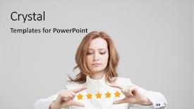  Presentation with five star - Audience pleasing slides consisting of five star rating or ranking backdrop and a light gray colored foreground