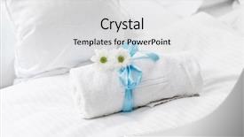 Presentation with boutique hotel - Cool new slide deck with five star service - white towel in luxury boutique backdrop and a light gray colored foreground