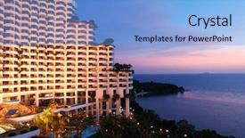  Presentation with five stars - Colorful PPT theme enhanced with five stars hotel in tropic backdrop and a light blue colored foreground