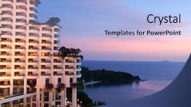  Presentation with five stars - Slide deck featuring five stars hotel in tropic background and a light blue colored foreground