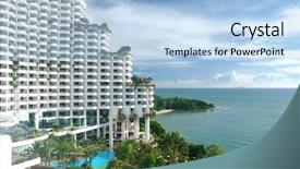  Presentation with five stars - Colorful PPT layouts enhanced with five stars hotel in tropics backdrop and a light blue colored foreground