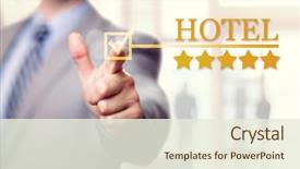  Presentation with five star - Slide deck with five stars luxury hotel service background and a sky blue colored foreground