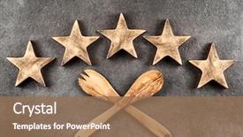  Presentation with five star - Colorful slide deck enhanced with five stars on dark background backdrop and a coral colored foreground