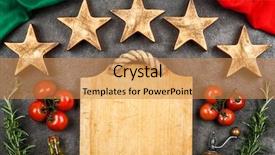  Presentation with five star - Slide deck featuring five stars on dark background background and a gold colored foreground