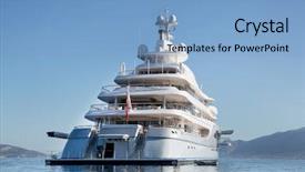  Presentation with mediterranean - Colorful presentation theme enhanced with five story luxury yacht backdrop and a light blue colored foreground
