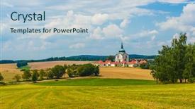  Presentation with renaissance era - Colorful presentation enhanced with five unique shapes - beautiful renaissance era castle backdrop and a lemonade colored foreground