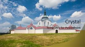  Presentation with pilgrimage - PPT layouts consisting of five unique shapes - pilgrimage church of saint john background and a light blue colored foreground