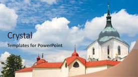  Presentation with pilgrimage - Cool new presentation design with five unique shapes - pilgrimage church of saint john backdrop and a light blue colored foreground