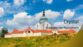  Presentation with czech republic - Beautiful slide set featuring five unique shapes - pilgrimage church of saint john backdrop and a light blue colored foreground