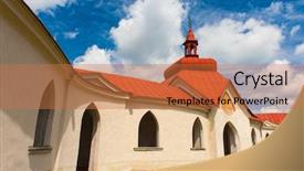  Presentation with czech republic - Beautiful presentation featuring five unique shapes - pilgrimage church of saint john backdrop and a coral colored foreground