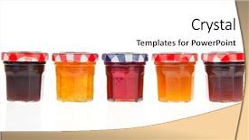  Presentation with five sided blue to white - Slide deck consisting of five various pots of jam background and a white colored foreground