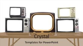  Presentation with clipping - Beautiful presentation theme featuring five vintage televisions isolated backdrop and a coral colored foreground