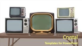  Presentation with television - Cool new theme with five vintage televisions isolated backdrop and a tawny brown colored foreground
