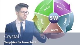  Presentation with virtual - Slide set with five-whys-concept-with-businessman background and a ocean colored foreground