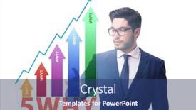  Presentation with concept - Colorful presentation design enhanced with five-whys-concept-with-businessman backdrop and a ocean colored foreground