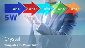  Presentation with virtual - Slide deck featuring five-whys-concept-with-businessman background and a teal colored foreground