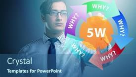  Presentation with virtual - Slide deck consisting of five-whys-concept-with-businessman background and a ocean colored foreground