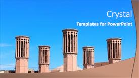  Presentation with water reservoir - Presentation design having five-wind tower water reservoir in amir chaghmagh complex yazd iran background and a gray colored foreground