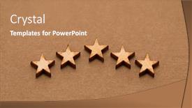  Presentation with five stars - PPT layouts having five-wooden-stars-on-cardboard background and a coral colored foreground