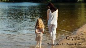  Presentation with summer time - Slides having five-year-old-cheerful-girl background and a coral colored foreground