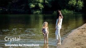 Presentation with summer time - Slides with five-year-old-cheerful-girl background and a tawny brown colored foreground