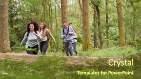  Presentation with ethnic group - Colorful PPT theme enhanced with five young adult friends walking backdrop and a  colored foreground