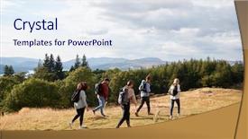  Presentation with five a side soccer - PPT theme having five young adult friends walking background and a sky blue colored foreground