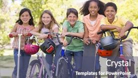  Presentation with mongolia the five kinds of livestock - Presentation featuring five young friends with bicycles background and a ocean colored foreground