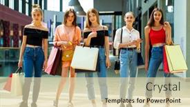  Presentation with mall - Slides having five-young-girlfriends-are-walking background and a lemonade colored foreground
