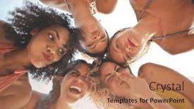  Presentation with faces - Presentation theme with five-young-women background and a coral colored foreground