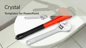  Presentation with lid - Presentation theme featuring fix - plumber's tools on toilet seat background and a light gray colored foreground