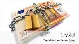  Presentation with padlock - Presentation theme having fixed asset - euro banknotes with chain background and a  colored foreground