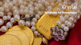  Presentation with gold bars - Presentation theme featuring fixed asset - gold in coins and bars background and a coral colored foreground