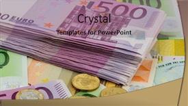  Presentation with career path a symbol - Audience pleasing theme consisting of fixed asset - many different euro bills symbol backdrop and a coral colored foreground