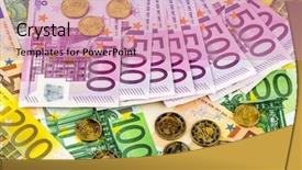  Presentation with foreign direct investment - Presentation design consisting of fixed asset - many different euro bills symbolic background and a coral colored foreground