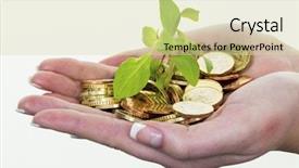  Presentation with save water concept saving - Beautiful slide deck featuring fixed asset - money and plant save icon backdrop and a soft green colored foreground