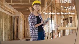  Presentation with under construction - Cool new presentation with interior of a building backdrop and a coral colored foreground