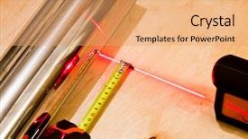  Presentation with laser beam - PPT theme with measuring with tapemeasure tool and red laser beam background and a coral colored foreground