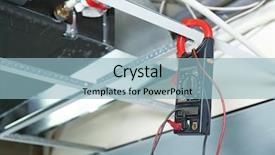  Presentation with multimeter - Slide deck with multimeter hanging on ceiling beam background and a light blue colored foreground