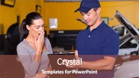  Presentation with garage car - Colorful PPT theme enhanced with fixed cost - young woman shocked when finding backdrop and a  colored foreground