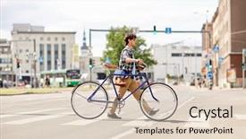  Presentation with people street - Slides having people style city life background and a lemonade colored foreground