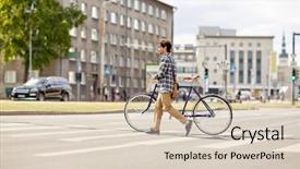  Presentation with people street - Audience pleasing PPT layouts consisting of people style city life backdrop and a lemonade colored foreground