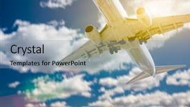  Presentation with jet airplane - PPT layouts with fixed wing aircraft - jet airplane landing with dramatic background and a  colored foreground
